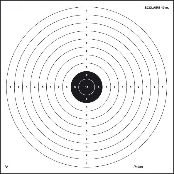 Cible fusil carabine 50 m, à 10 points FST, avec coin noir (cible  d'exercice) - Fusil 50 m - Cibles - Kuert Druck AG