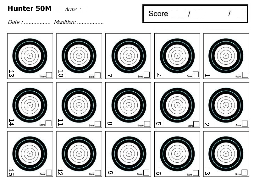 70 Cibles de Tir: 7 modèles de cible, Format A4, Cible noir et blanc, armes à feu, airsoft, tir au plomb, arbalète