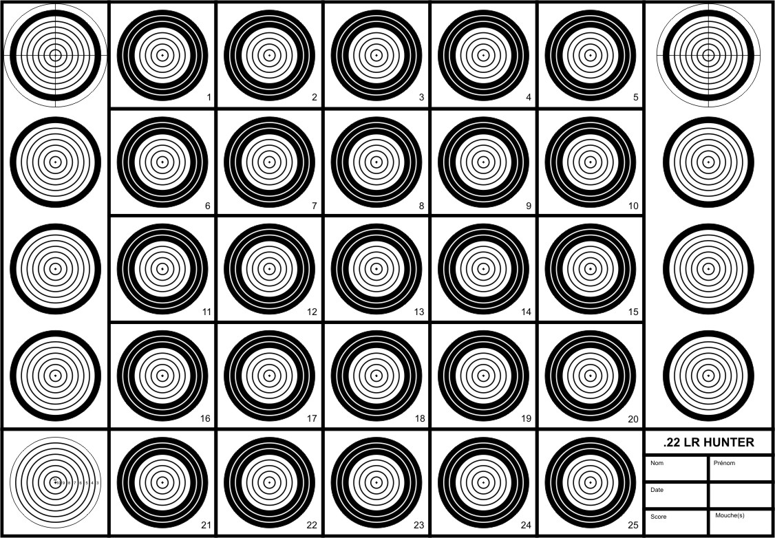 Cibles à imprimer pour le tir 50m 100m et 300m